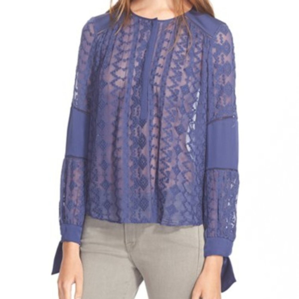 Rebecca Taylor Embroidered Silk Amethyst Blouse